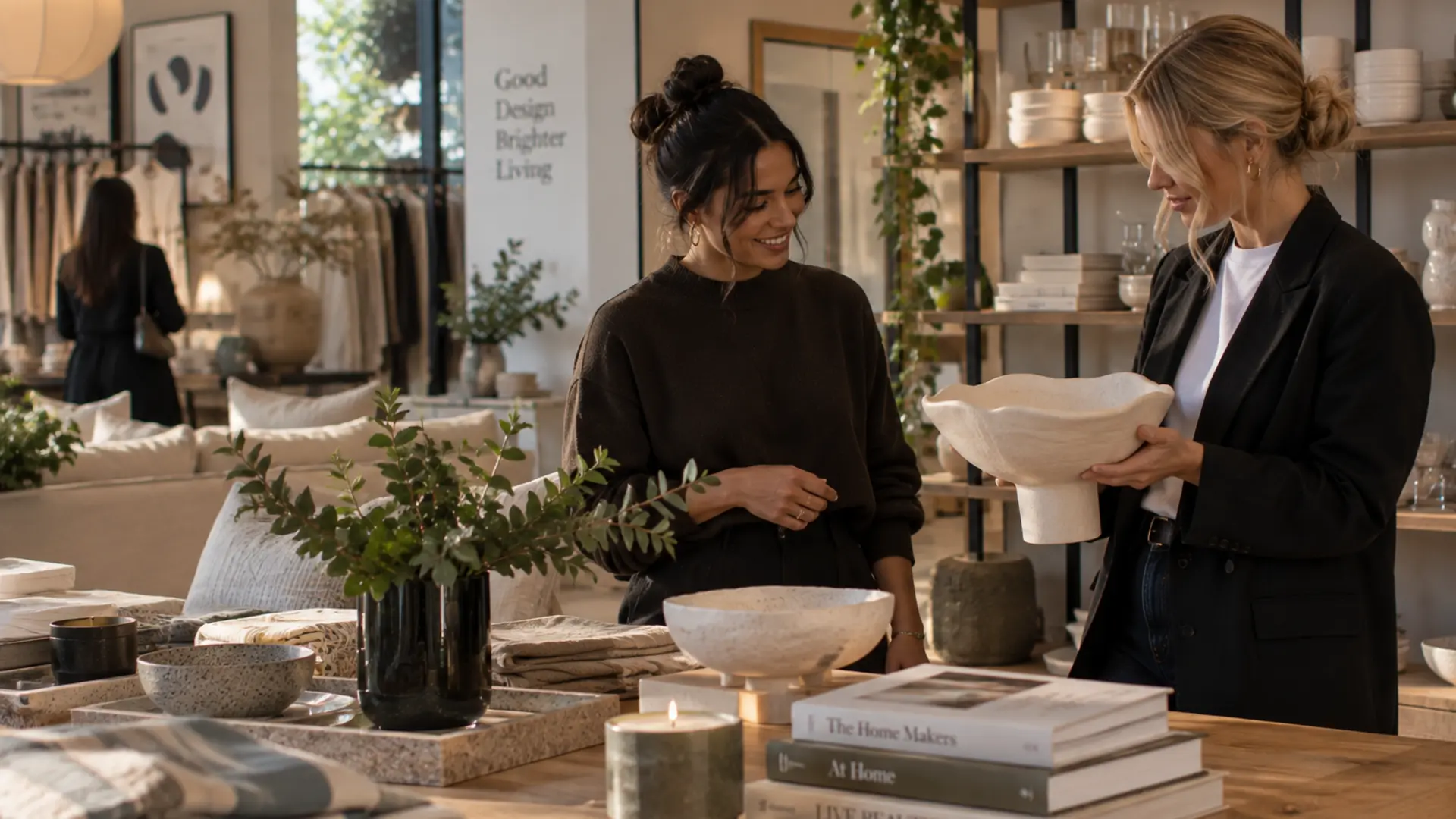 2 women in homeware showroom