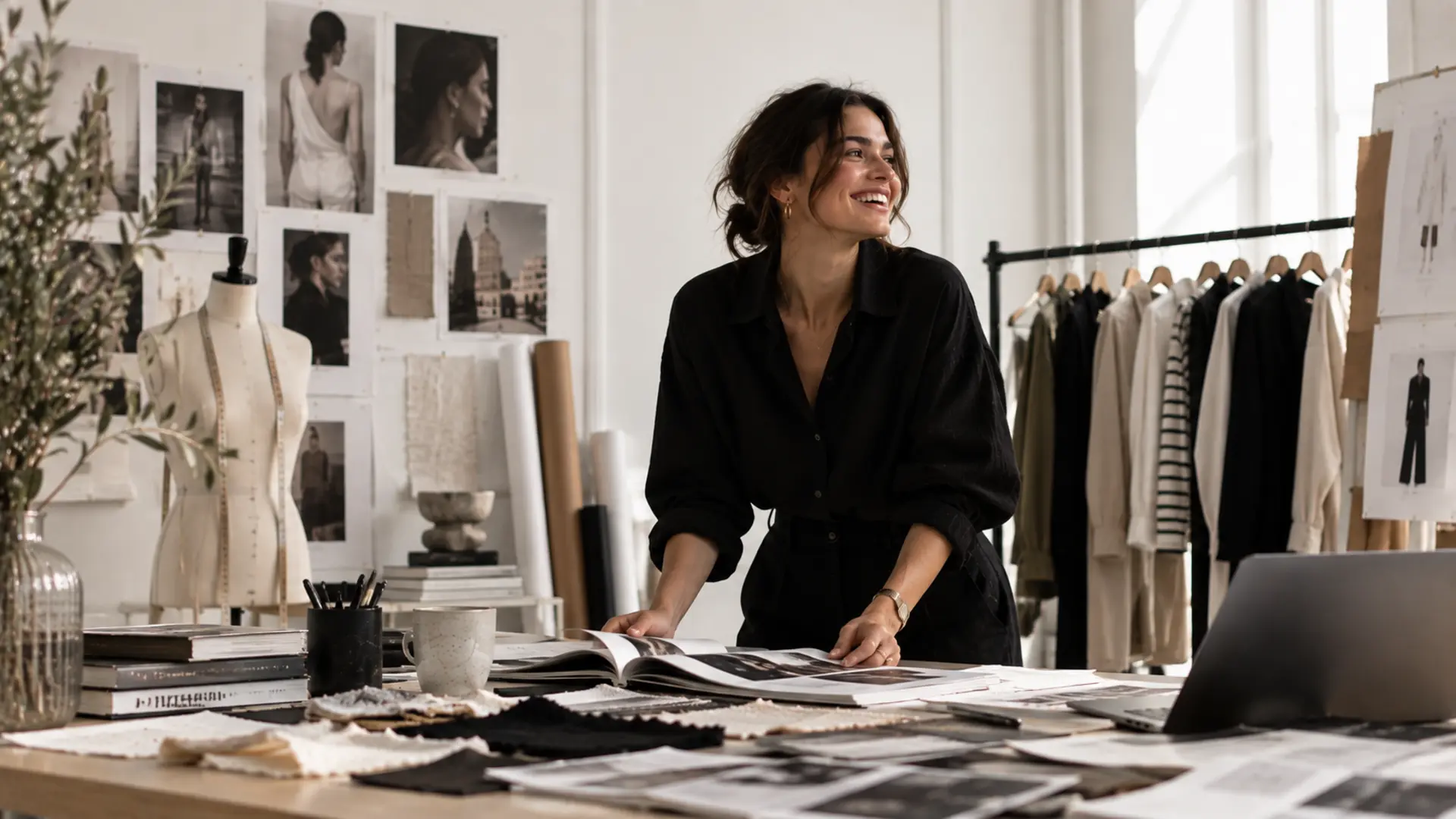 A lady in design office smiling