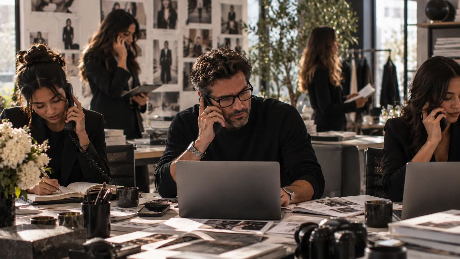 PR agency man on the phone