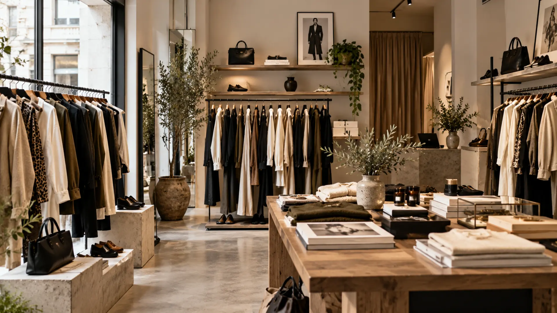 rail of clothes in retail store