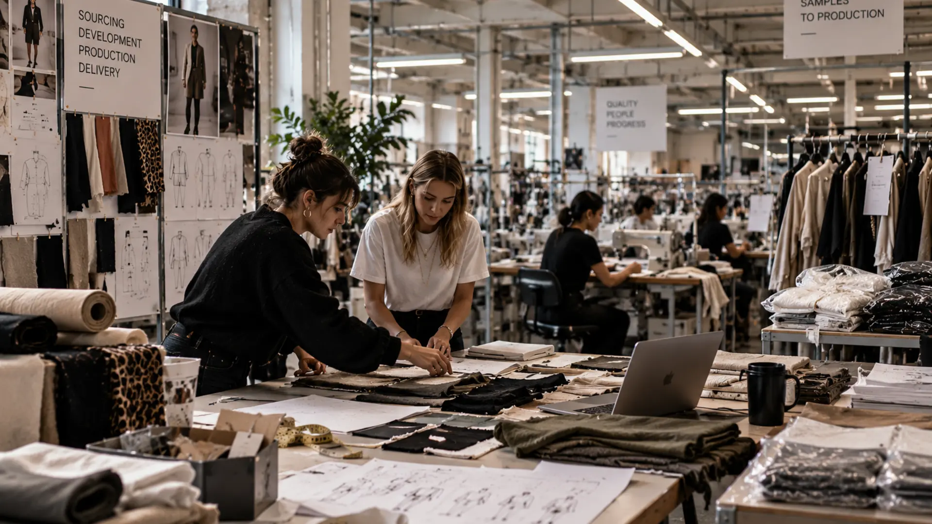 3 people in a design office working