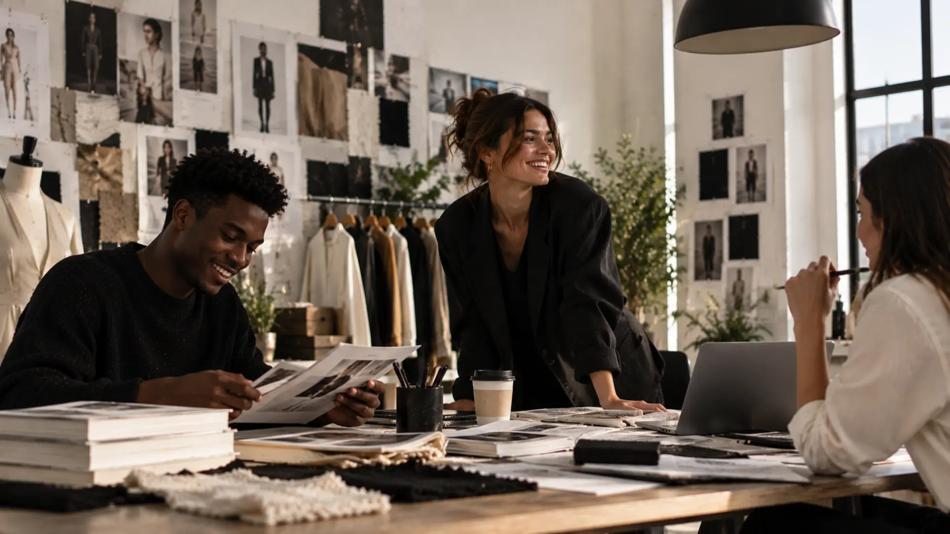 colleagues in fashion work space